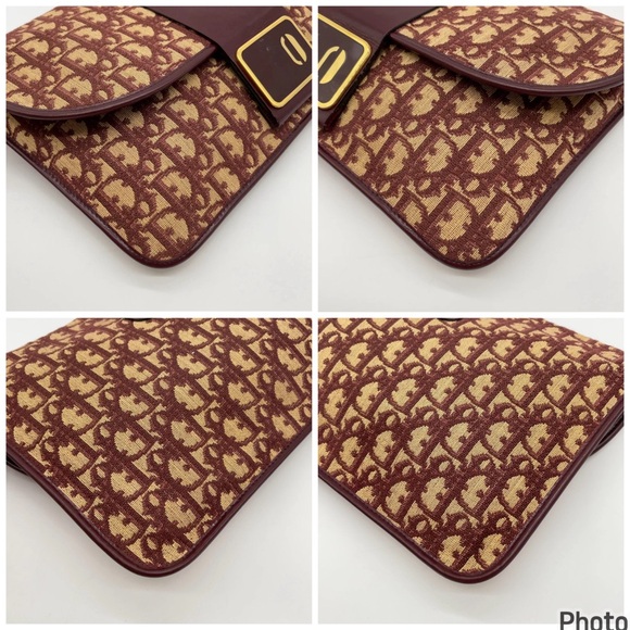 Auth Dior 30 Montaigne Trotter Canvas Bordeaux Clutch - Picture 12 of 12